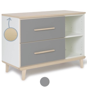 Kleinmöbel 2 Schubladen 2 Nischen NADO Retro Esche slate grey