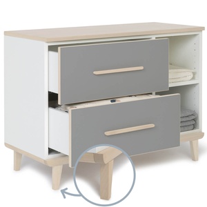 Kleinmöbel 2 Schubladen 2 Nischen NADO Retro Esche slate grey