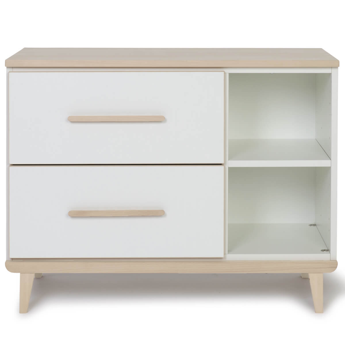 Kleinmöbel 2 Schubladen 2 Nischen NADO Retro Esche white