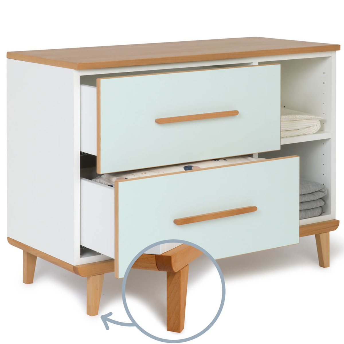 Kleinmöbel 2 Türen 2 Nischen NADO Retro Buche mint