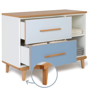 Kleinmöbel 2 Türen 2 Nischen NADO Retro Buche sky blue-capri blue