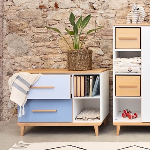 Kleinmöbel 2 Türen 2 Nischen NADO Retro Buche sunshine yellow