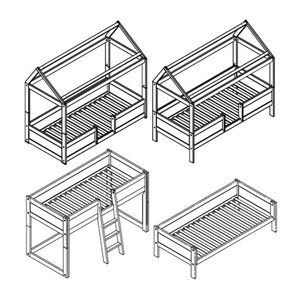Kombi-Himmelbett Montessori 90x200cm 4-In-1 HOUSE Lifetime weiß