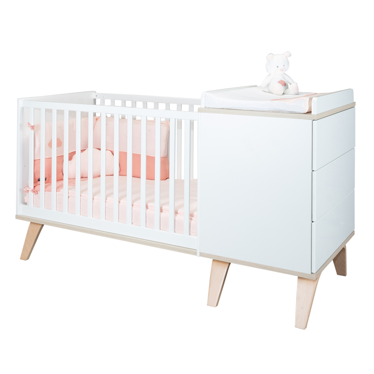 Kombibett 120x60cm auf 90x190cm erweiterbar SERENA Sauthon       