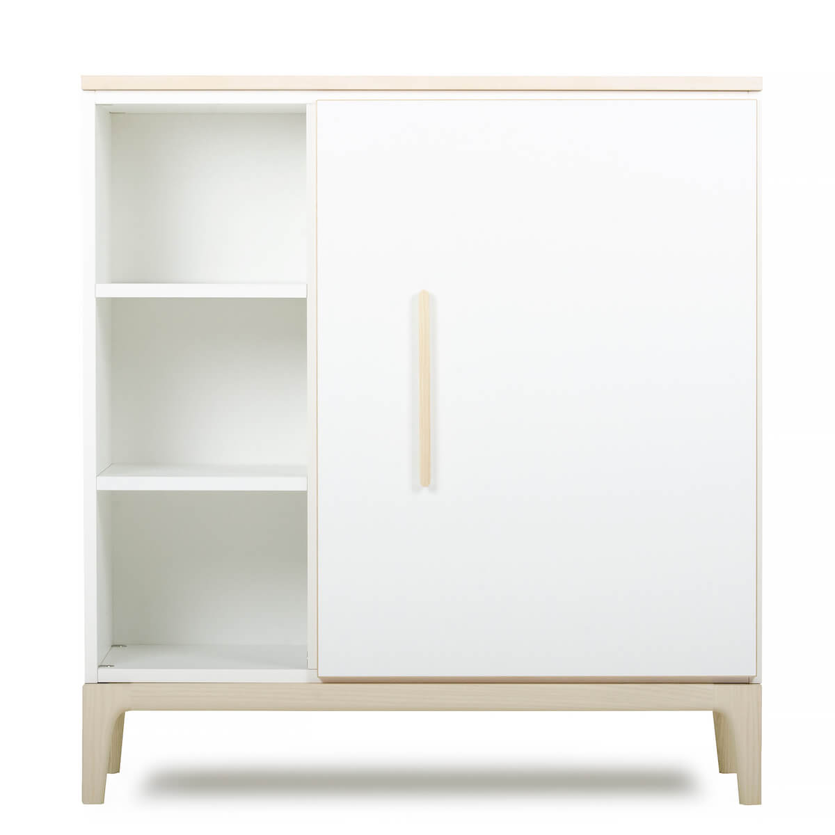 Kommode 1 Tür 3 Nischen NADO Curve Esche white