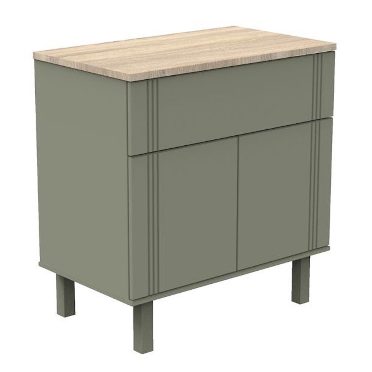 Kommode 2 Ports 1 Schublade ELEONORE Sauthon kaki