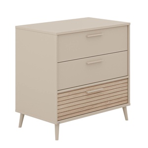 Kommode 3 S schmal, 2 x Tiroire Kaschmir Beige, 1 x Groovy Oak, Tiroire mit Fachteilern, Schubladenoberteil mit Vollauszug EEFJE Paidi Beige Kaschmir / Eiche