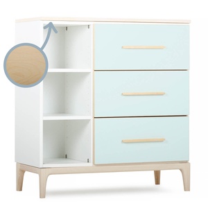 Kommode 3 Schubladen 3 Nischen NADO Curve Esche mint