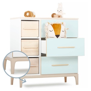 Kommode 3 Schubladen 3 Nischen NADO Curve Esche mint