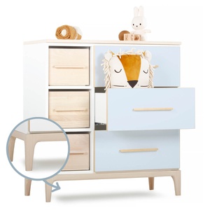 Kommode 3 Schubladen 3 Nischen NADO Curve Esche sky blue