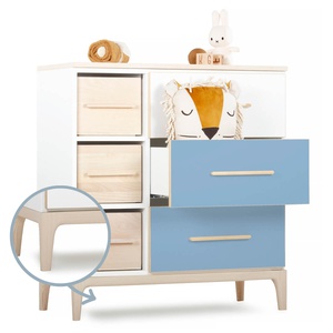 Kommode 3 Schubladen 3 Nischen NADO Curve Esche white-capri blue