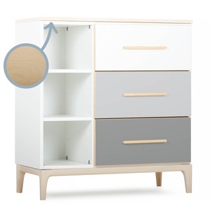 Kommode 3 Schubladen 3 Nischen NADO Curve Esche white-manhattan grey-slate grey