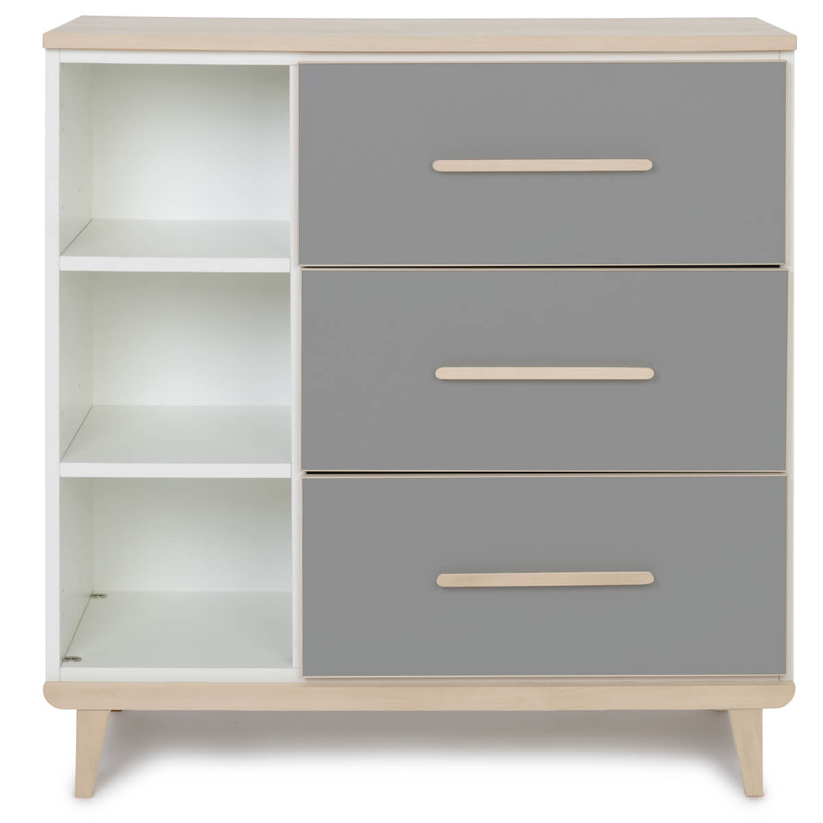 Kommode 3 Schubladen 3 Nischen NADO Retro Esche slate grey