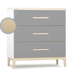 Kommode 3 Schubladen NADO Curve Esche slate grey