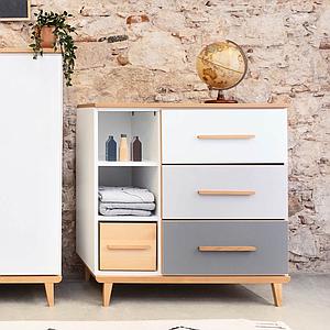 Kommode 3-türig NADO white-manhattan grey-slate grey