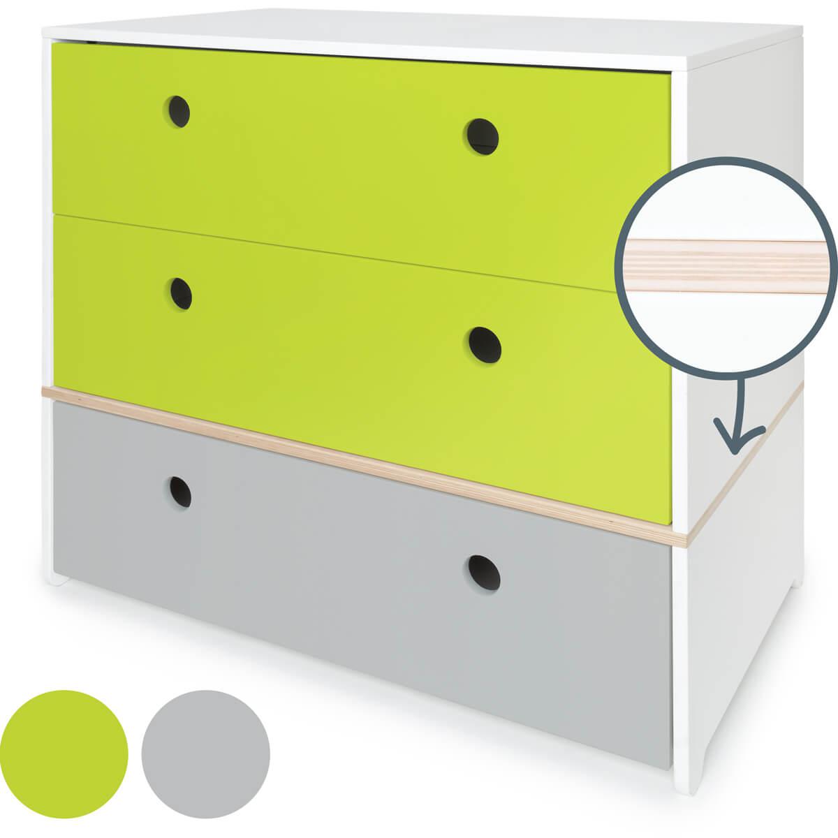 Kommode COLORFLEX Schubladen Farben lime-lime-pearl grey