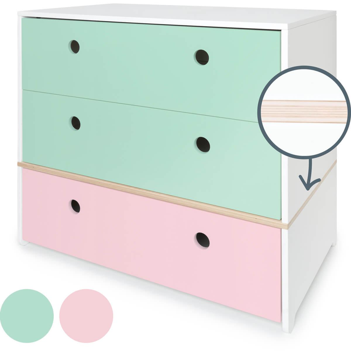 Kommode COLORFLEX Schubladen Farben mint-mint-sweet pink