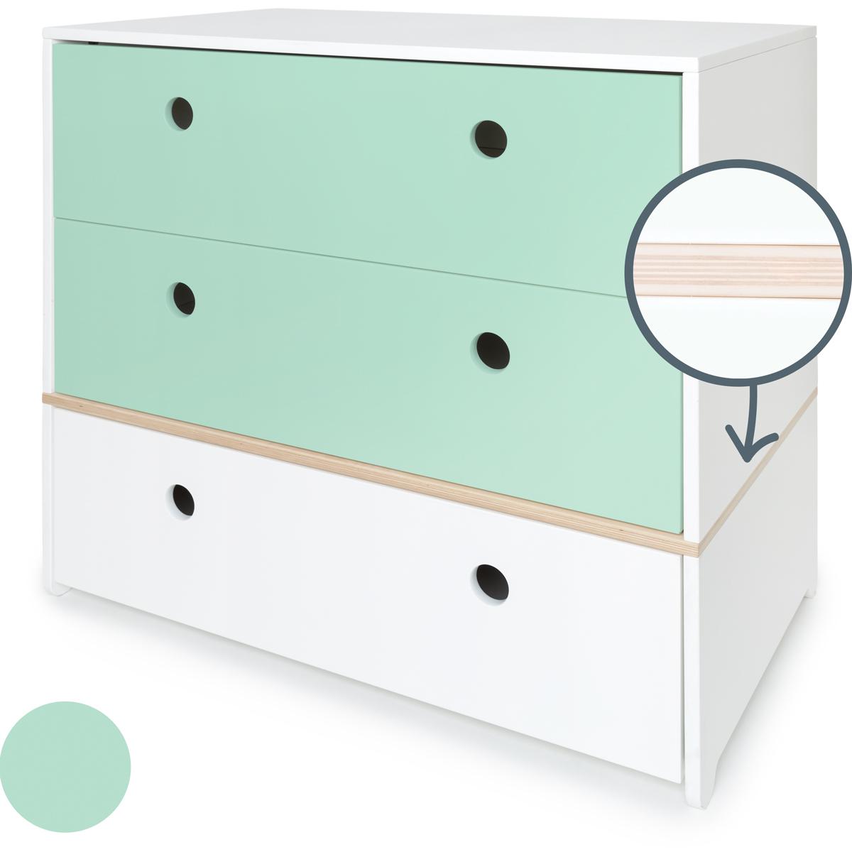 Kommode COLORFLEX Schubladen Farben mint-mint-white