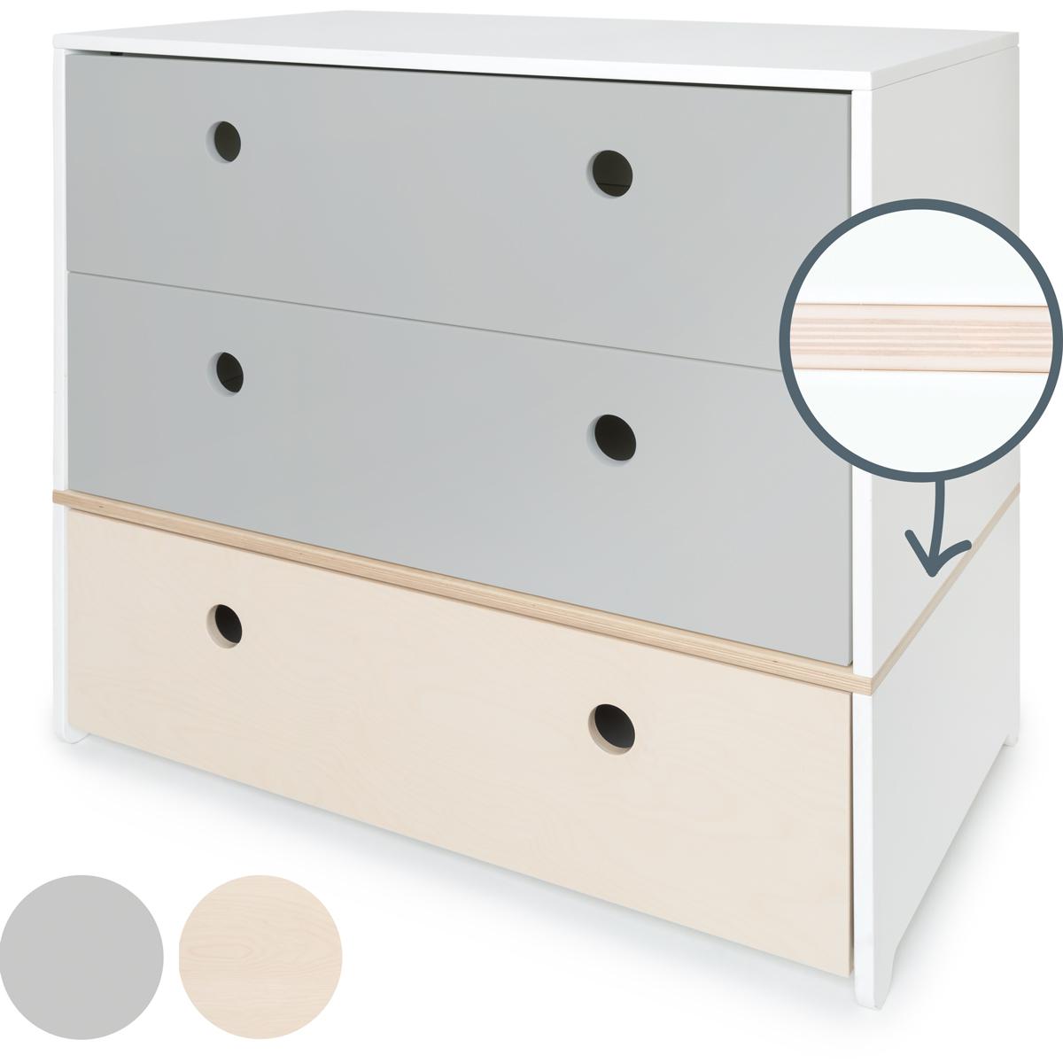 Kommode COLORFLEX Schubladen Farben pearl grey-pearl grey-white wash