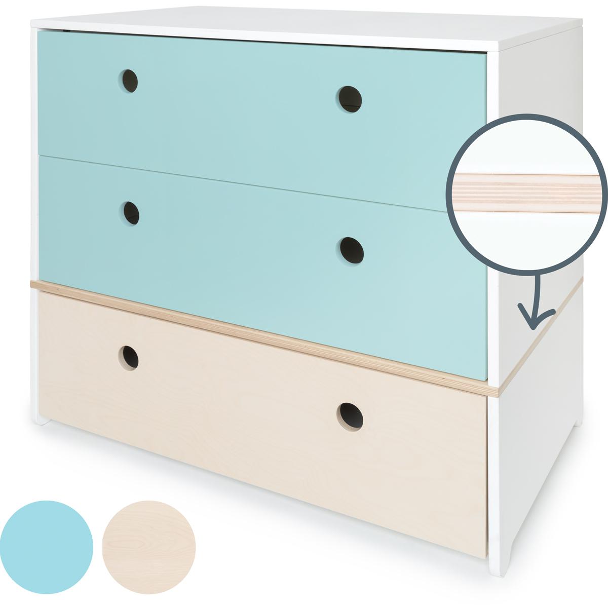 Kommode COLORFLEX Schubladen Farben sky blue-white wash