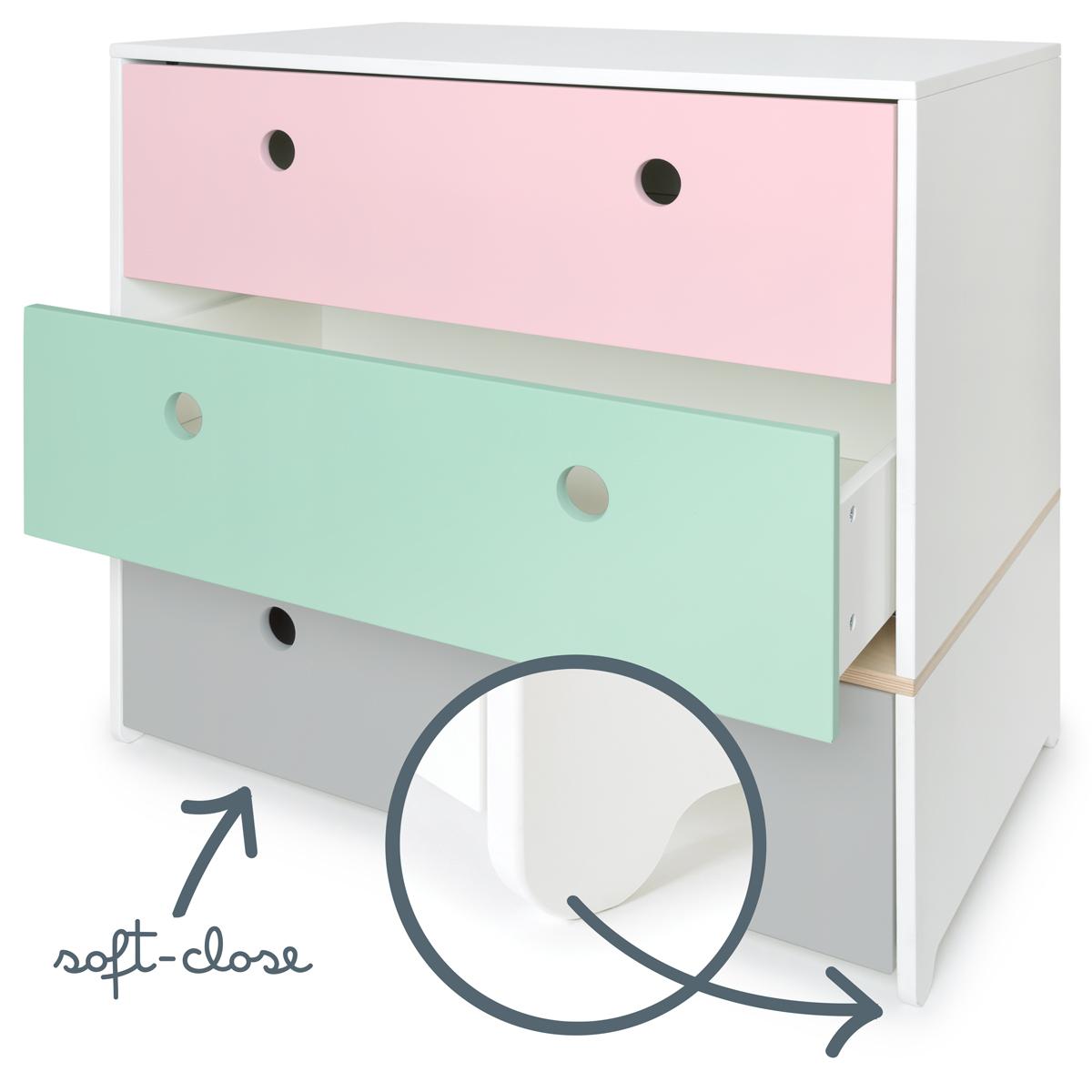 Kommode COLORFLEX Schubladen Farben sweet pink-mint-pearl grey