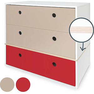 Kommode COLORFLEX Schubladen Farben warm grey-warm grey-true red