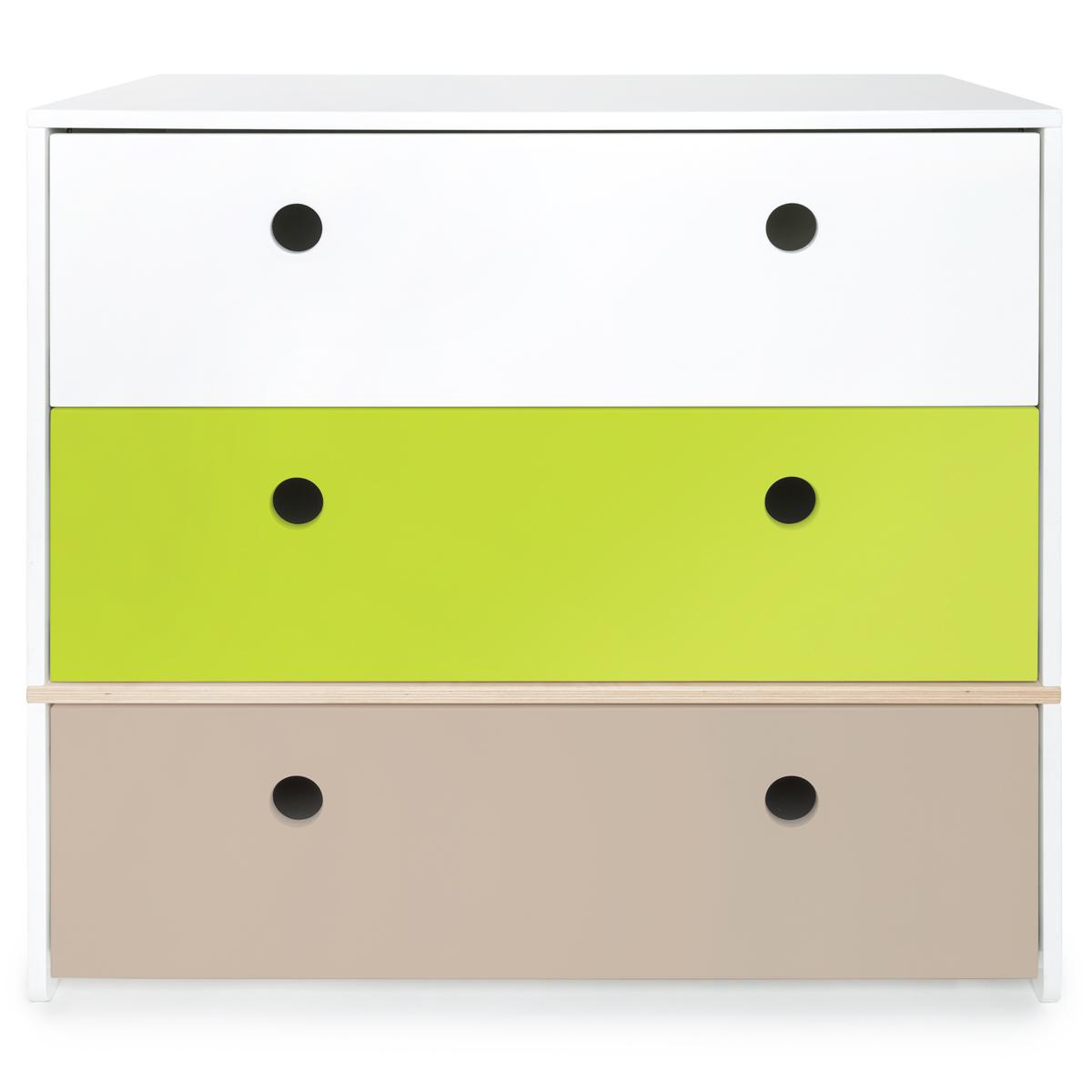 Kommode COLORFLEX Schubladen Farben white-lime-warm grey