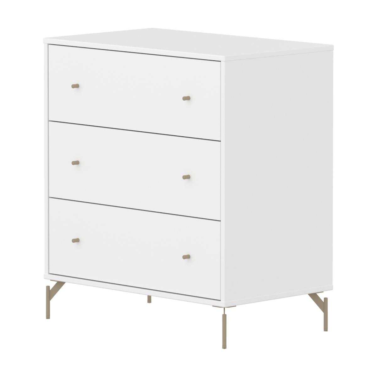 Kommode mit 3 Schubladen mit Fuß SAGA Flexa weiß oat