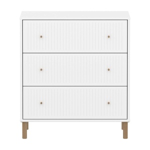 Kommode mit 3 Schubladen Rillen mit Fuß SAGA Flexa weiß oak