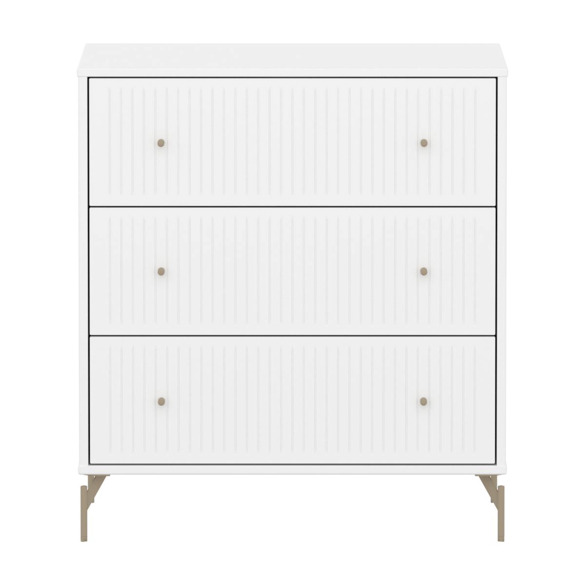 Kommode mit 3 Schubladen Rillen mit Fuß SAGA Flexa weiß oat
