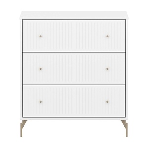Kommode mit 3 Schubladen Rillen mit Fuß SAGA Flexa weiß oat
