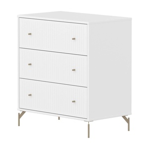 Kommode mit 3 Schubladen Rillen mit Fuß SAGA Flexa weiß oat