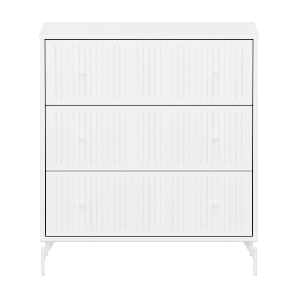 Kommode mit 3 Schubladen Rillen mit Fuß SAGA Flexa weiß