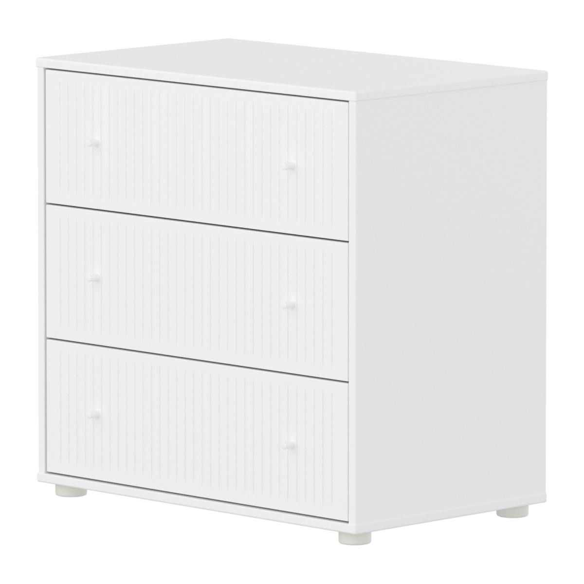 Kommode mit 3 Schubladen Rillen SAGA Flexa weiß