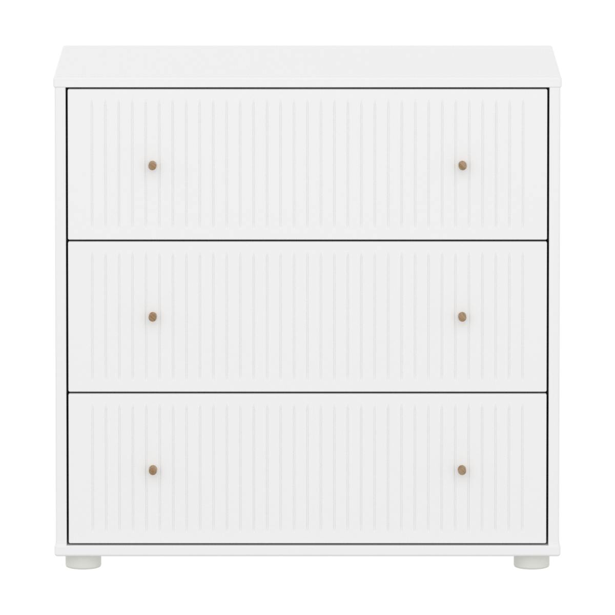 Kommode mit 3 Schubladen Rillen SAGAFlexa weiß Eiche