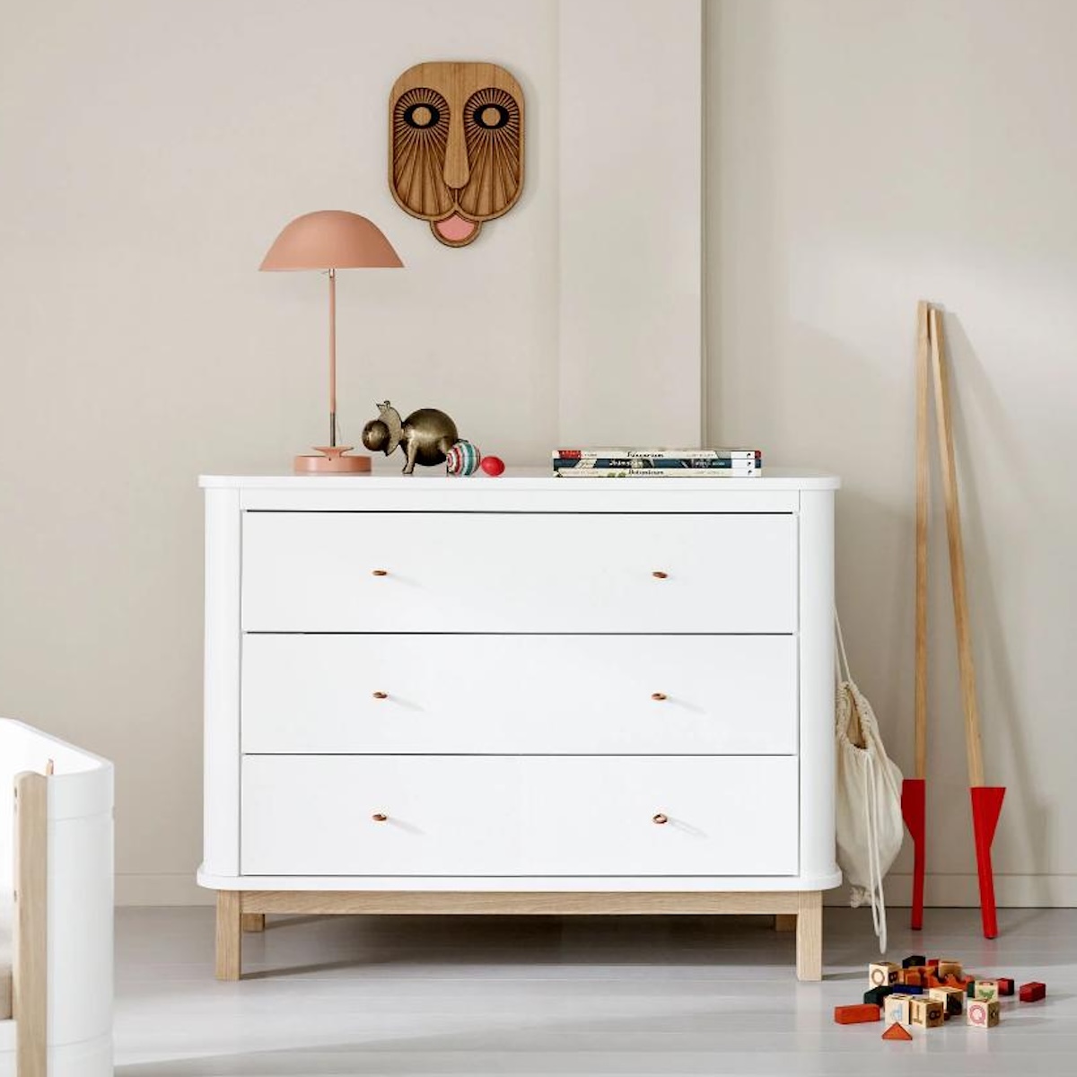 Kommode mit 3 Schubladen WOOD Oliver Furniture weiß Eiche