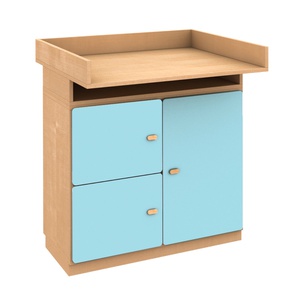 Kommode-Wickeltisch 93x78cm DESTYLE de Breuyn Buche natur mit blauen Glastüren