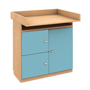 Kommode-Wickeltisch 93x78cm DESTYLE de Breuyn Buche natur mit blauen Türen