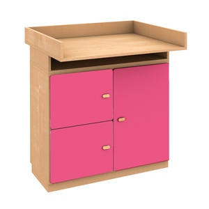 Kommode-Wickeltisch 93x78cm DESTYLE de Breuyn Buche natur mit rosa Türen
