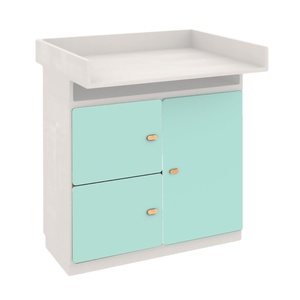Kommode-Wickeltisch 93x78cm DESTYLE de Breuyn weiße Buche mit mintfarbenen Türen
