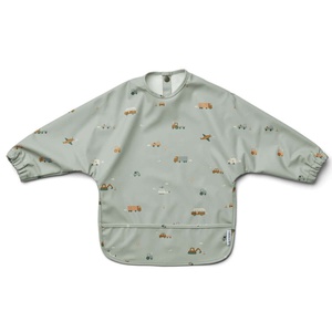 Langarm Lätzchen MERLE Liewood Vehicles-dove blue mix NOOS