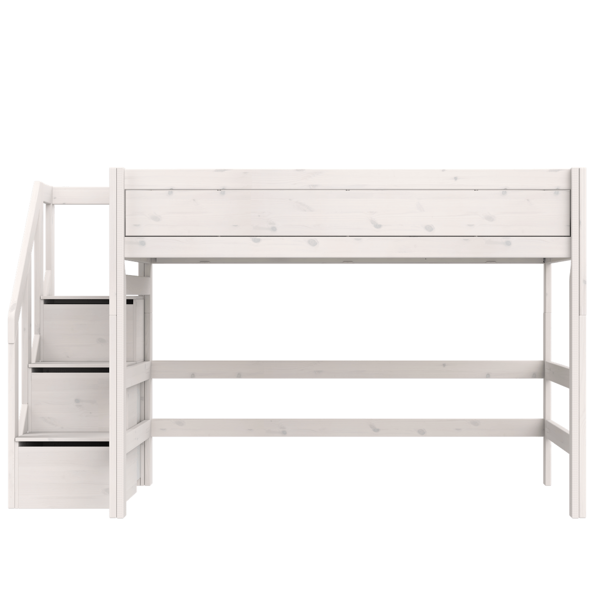 Lit haut 120x200x152cm escalier DELUXE Lifetime whitewash
