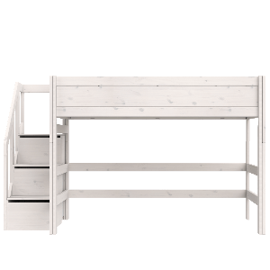 Lit haut 120x200x152cm escalier DELUXE Lifetime whitewash