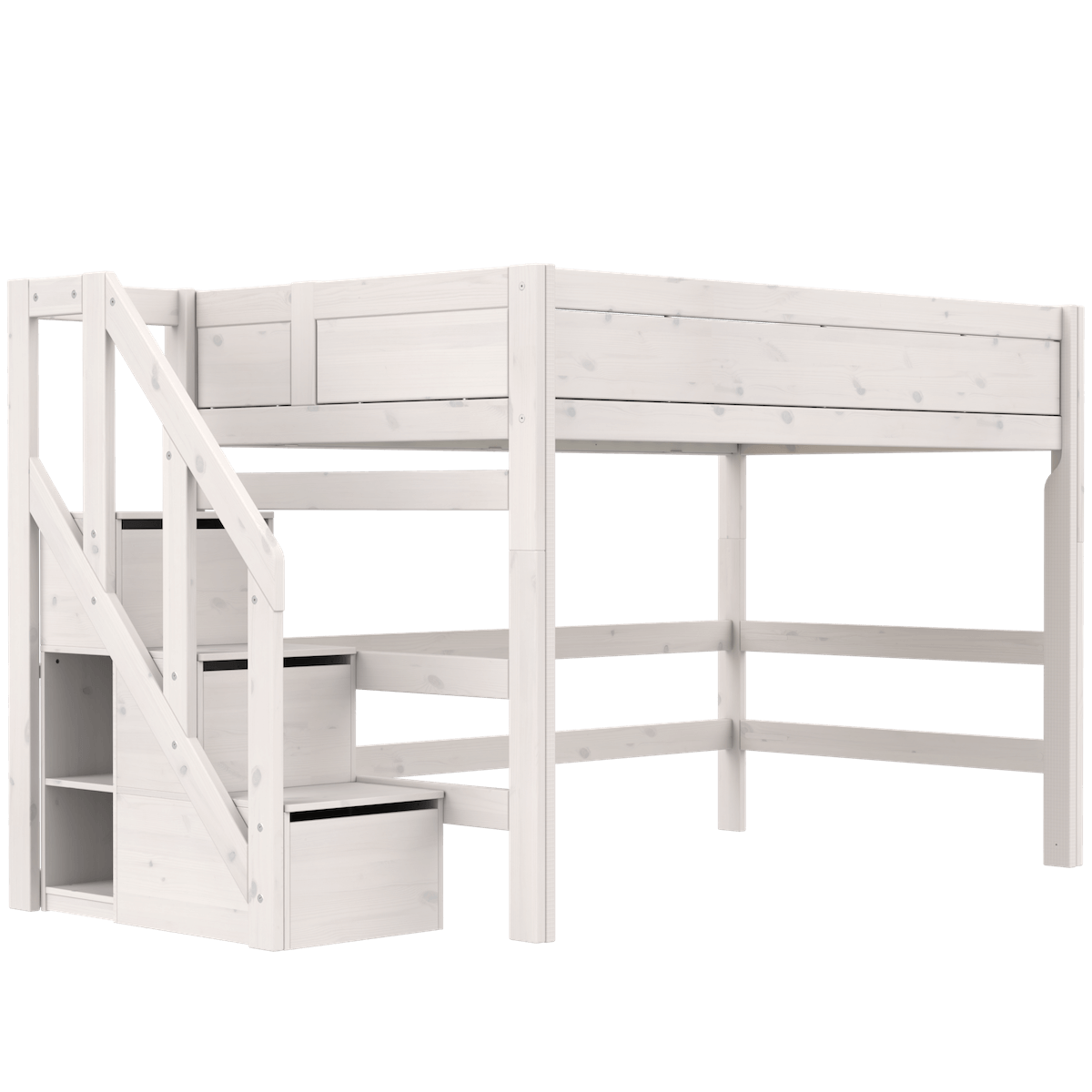 Lit haut 120x200x152cm escalier PREMIUM Lifetime whitewash
