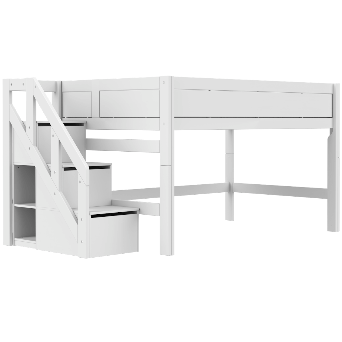 Lit mi-hauteur 120x200x128cm escalier DELUXE Lifetime white