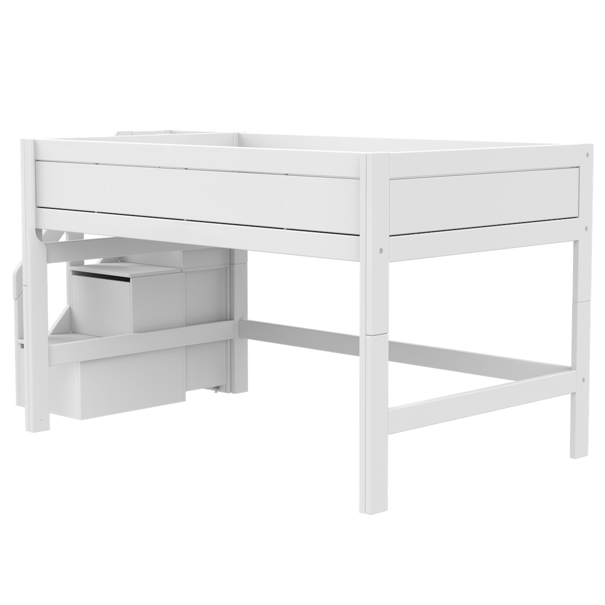 Lit mi-hauteur 120x200x128cm escalier DELUXE Lifetime white