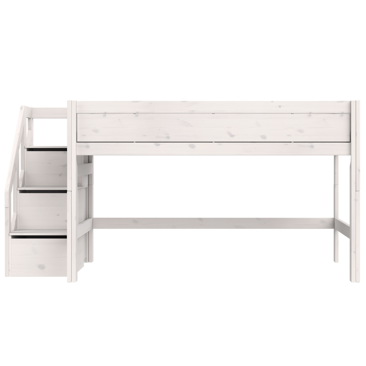 Lit mi-hauteur 120x200x128cm escalier PREMIUM Lifetime whitewash