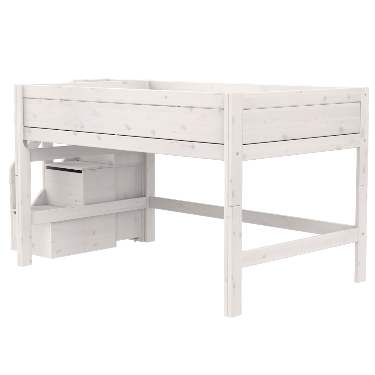 Lit mi-hauteur 120x200x128cm escalier PREMIUM Lifetime whitewash