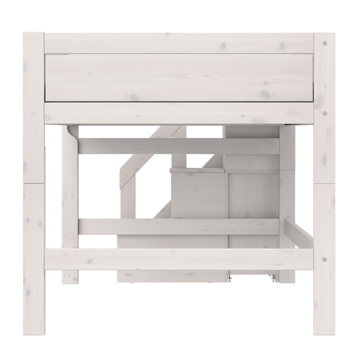 Lit mi-hauteur 120x200x128cm escalier PREMIUM Lifetime whitewash