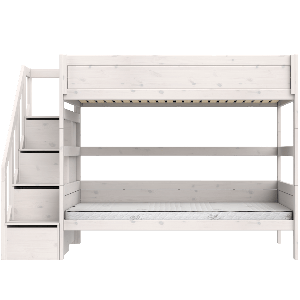 Lits superposés 120x200cm escalier DELUXE Lifetime whitewash